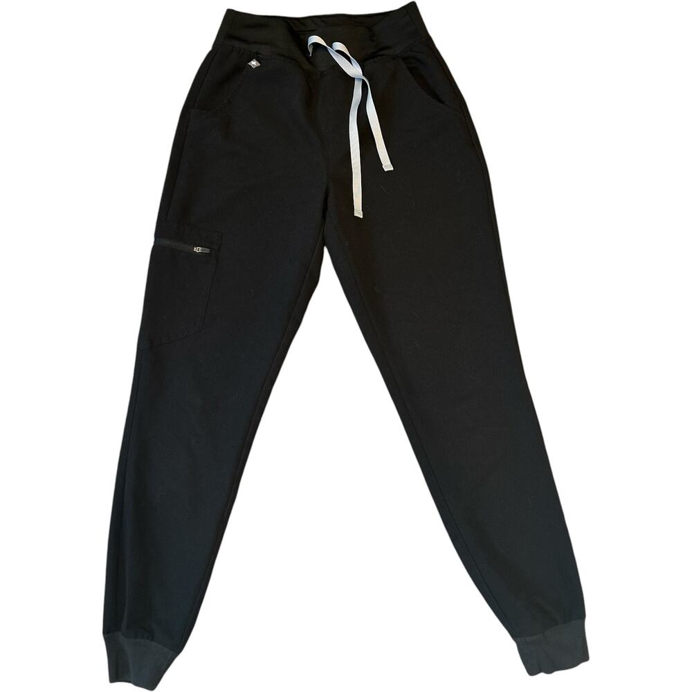 NEW Figs Zamora High Waisted Black Jogger Scrub Pants Size XS